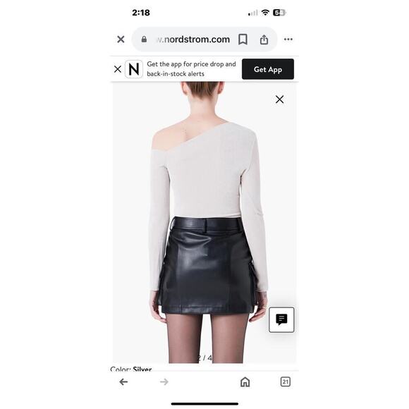 Grey Lab Woman Asymmetric One-Shoulder Top, Size Small - Picture 2 of 9